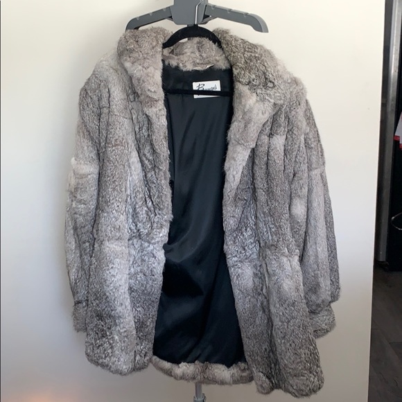 Mid length lost sleeve REAL rabbit fur coat - Picture 1 of 5